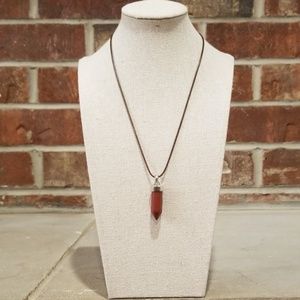 Brown Leather Point Pendant Necklace